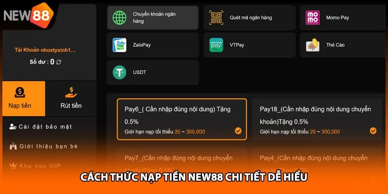 Cách thức nạp tiền NEW88 chi tiết dễ hiểu Cách thức nạp tiền NEW88 chi tiết dễ hiểu